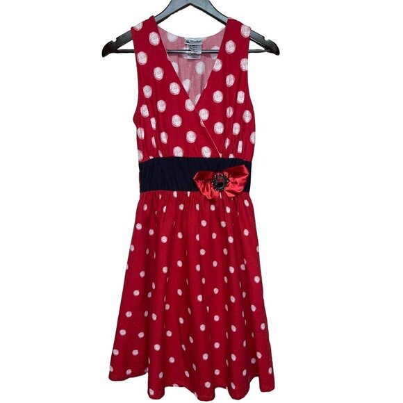 Disney Parks Minnie Mouse Retro Pin-Up Skater Dress Red Belted Women's Size XS - Picture 2 of 12